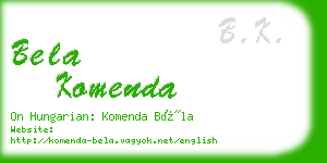 bela komenda business card